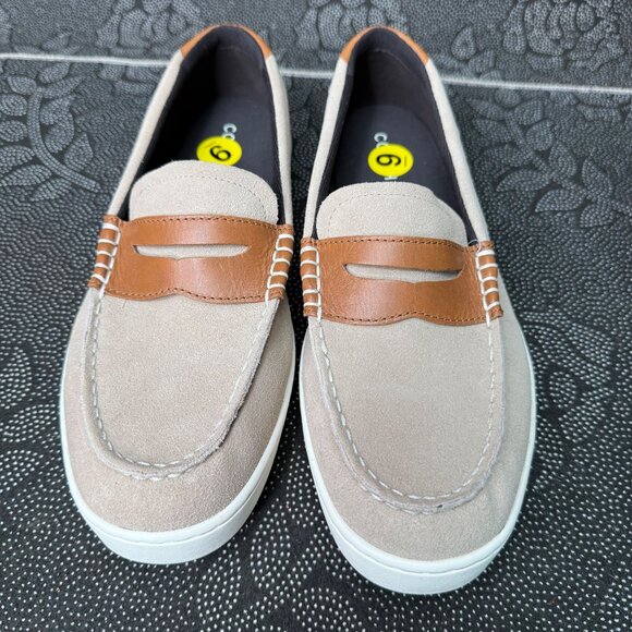 Cole Haan Mens Casual Loafers Size 9M Suede & Leather Slip-On Beige & Brown main image 5